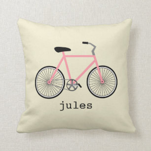 Pink Bicycle Personalised Pillow