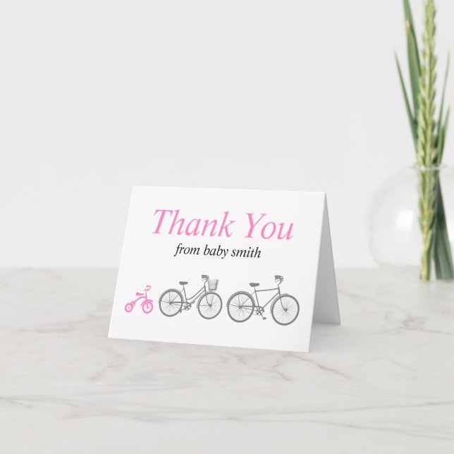 Pink Bicycle Thank You Card (Front)
