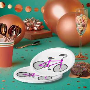 Pink Bicycle Transport Paper Plates