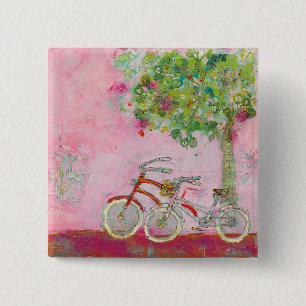 Pink Bicycles 15 Cm Square Badge