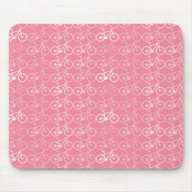 pink bicycles pattern mouse pad (Front)