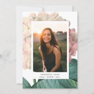 Pink Big Flower Photo University Grad Announcement