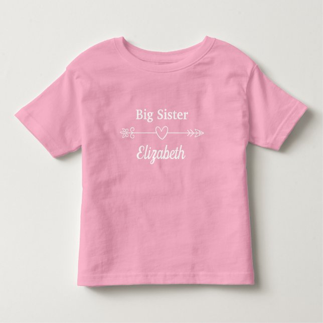 Pink Big Sister Arrow with Heart Boho  Toddler T-Shirt (Front)