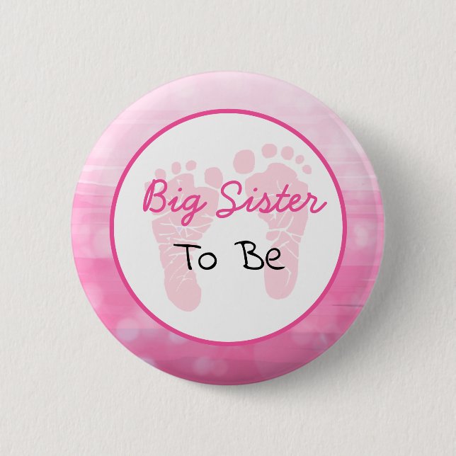 Pink Big Sister to be Baby Shower 6 Cm Round Badge (Front)