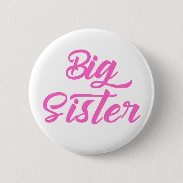 Pink Big Sister Typography 6 Cm Round Badge (Front)