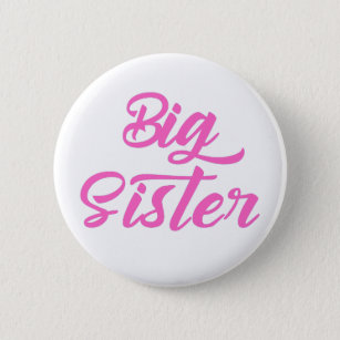 Pink Big Sister Typography 6 Cm Round Badge