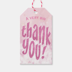 Pink Big Thank You Birthday Party Favour Gift Tags