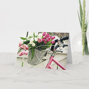 PINK BIKE/FLOWERS-HAPPY BIRTHDAY=HAPPY ME CARD