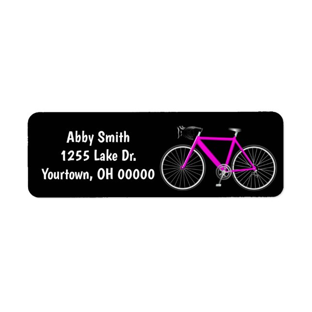 Pink Bike On Black Label Return Address Label (Front)