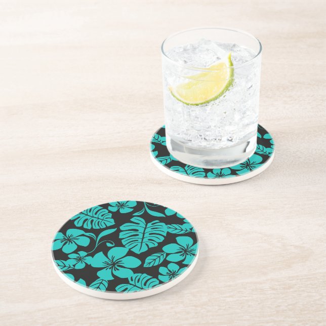 PINK BIKINI (BLACK/TEAL) Sandstone Coaster (Side)