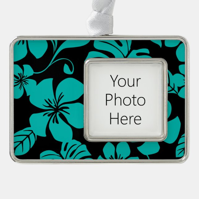 PINK BIKINI (BLACK/TEAL) SILVER PLATED FRAMED ORNAMENT (Front)