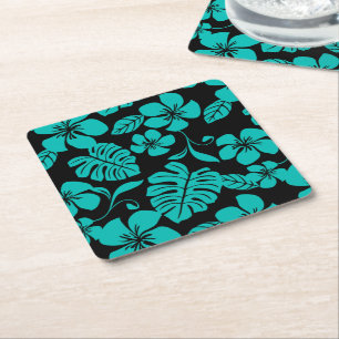PINK BIKINI (BLACK/TEAL) SQUARE PAPER COASTER