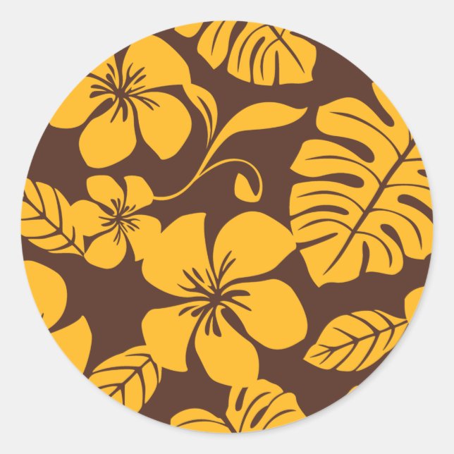PINK BIKINI (BROWN/GOLD) CLASSIC ROUND STICKER (Front)