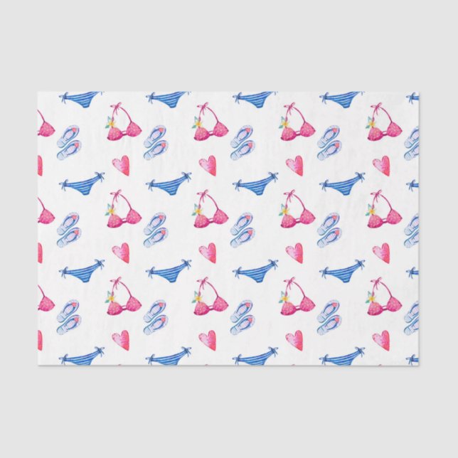 Pink Bikini & Flip Flops (Design 72 Pink Series) Tissue Paper (Front)