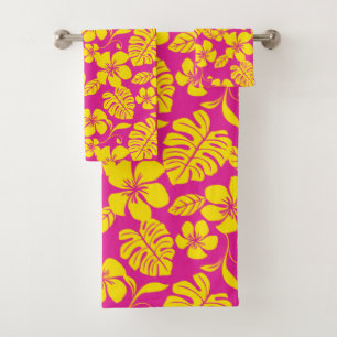 PINK BIKINI (HOT PINK/YELLOW) BATH TOWEL SET
