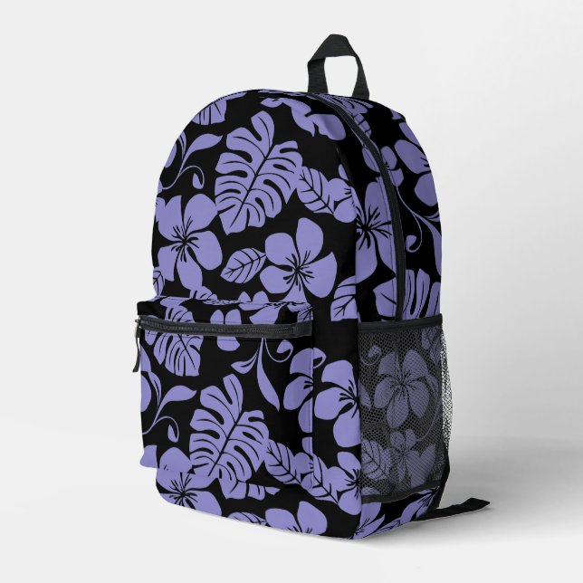 PINK BIKINI PATTERN IN BLACK/LAVENDER PRINTED BACKPACK (Back Corner Right)