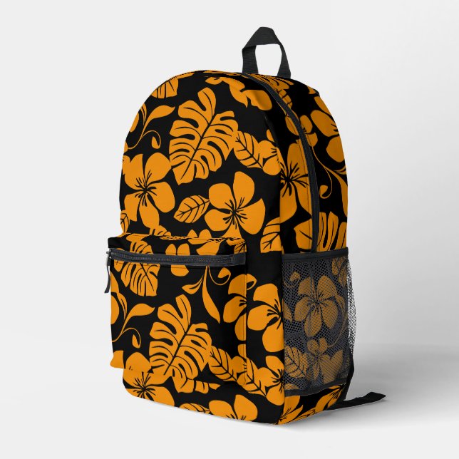 PINK BIKINI PATTERN IN BLACK/ORANGE PRINTED BACKPACK (Back Corner Right)
