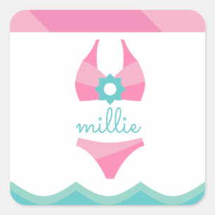 Pink Bikini Swimsuit Personalised Sticker