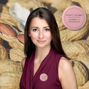 Pink Bilingual Peanut Allergy Alert Spanish 6 Cm Round Badge