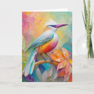 Pink Billed Red Breasted Fantasy Bird Card
