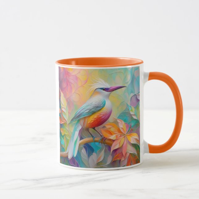 Pink Billed Red Breasted Fantasy Bird Mug (Right)