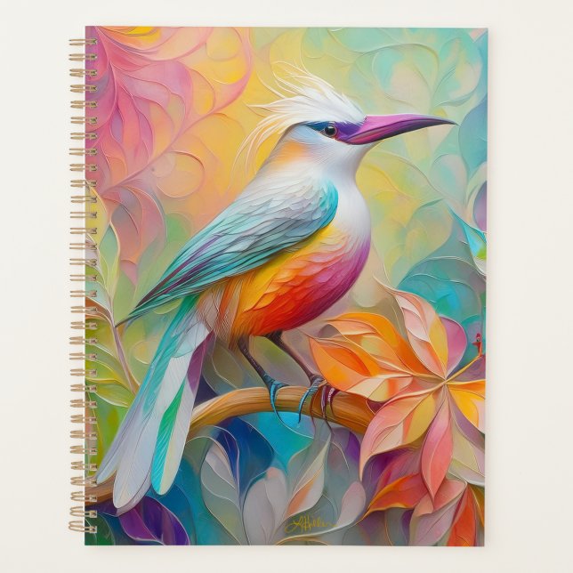 Pink Billed Red Breasted Fantasy Bird Planner (Front)