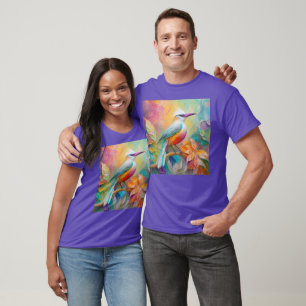 Pink Billed Red Breasted Fantasy Bird T-Shirt