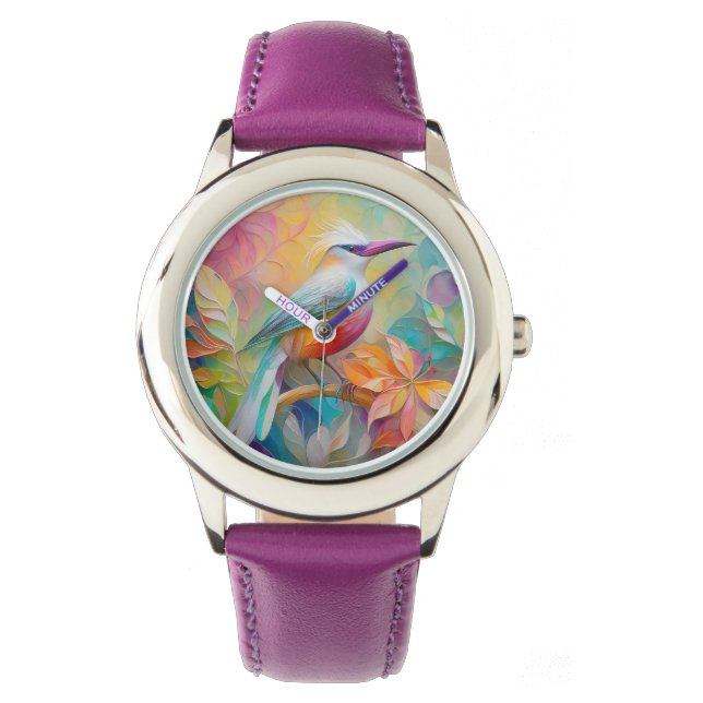 Pink Billed Red Breasted Fantasy Bird Watch (Front)