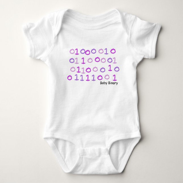 Pink binary baby sleepsuit bodysuit (Front)