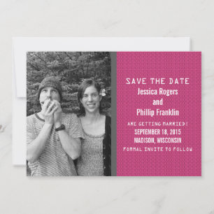 Pink Binary Code Photo Save the Date Invite