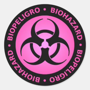 Pink Biohazard Classic Round Sticker