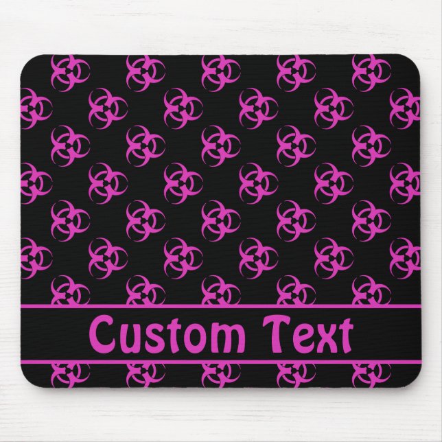 Pink Biohazard Mousepad w/ Custom Text (Front)