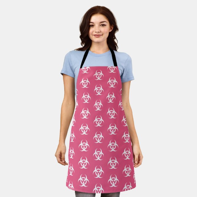 Pink Biohazard Symbol  Apron (Worn)