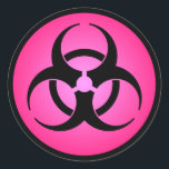 Pink Biohazard Symbol Classic Round Sticker<br><div class="desc">Biohazard symbol in pink and black.</div>