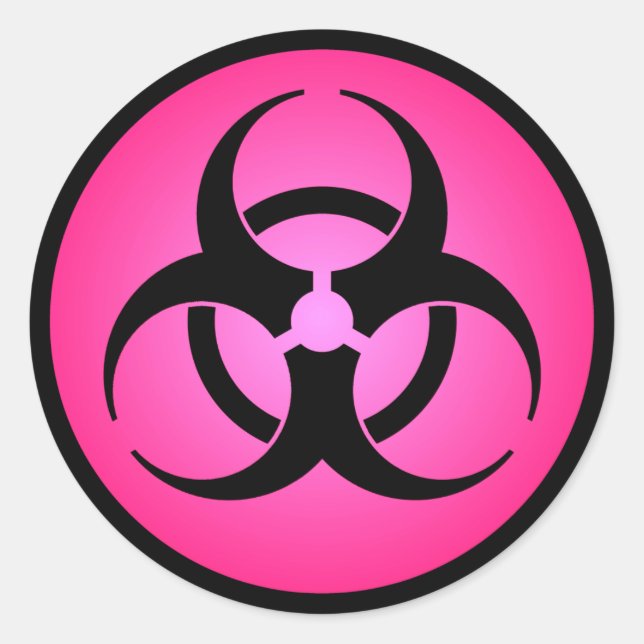 Pink Biohazard Symbol Classic Round Sticker (Front)