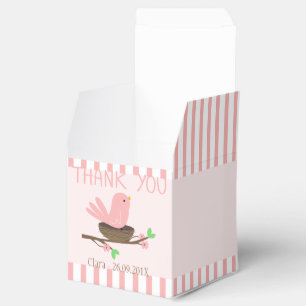 Pink Bird And Nest Baby Shower Favor Box