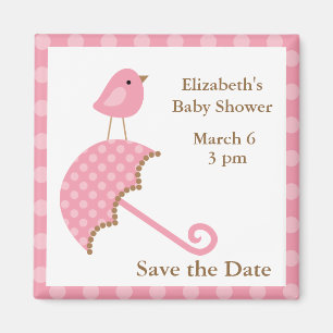 Pink Bird and Umbrella Magnet