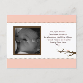 Pink Bird Baby Announcement