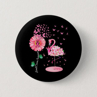 Pink Bird Flamingo Breast Cancer Awareness 6 Cm Round Badge