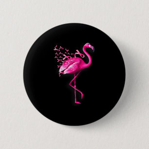 Pink bird flamingo breast cancer awareness 6 cm round badge