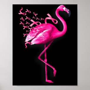 Pink bird flamingo breast cancer awareness  poster