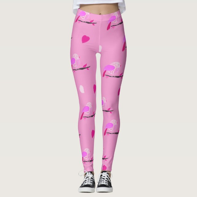 pink bird girly leggings (Front)