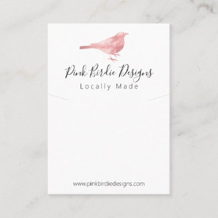 Pink Bird Handmade Jewelry Necklace Pendant Business Card