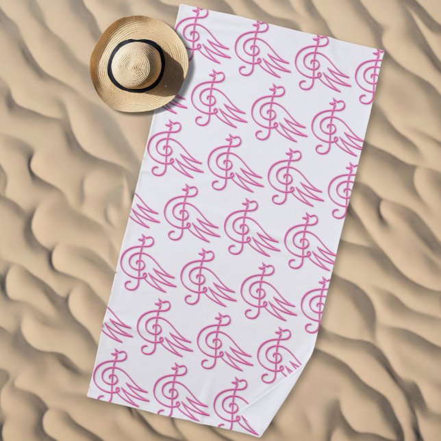 Pink bird music beach towel (Creator Uploaded)