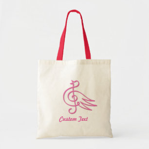 Pink bird music large tote bag