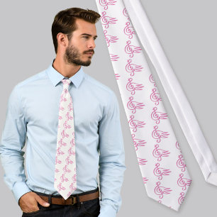 Pink bird music tie