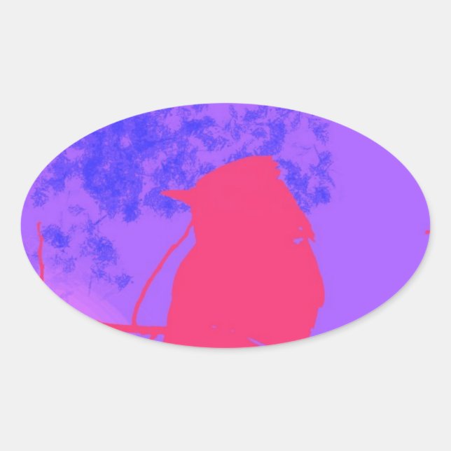 Pink Bird Oval Sticker (Front)