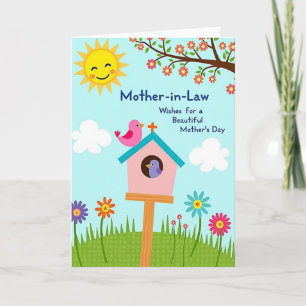 Pink Birdhouse Mothers Card