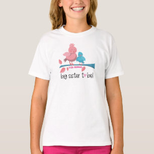 pink birdies pregnancy announcement big sister T-Shirt