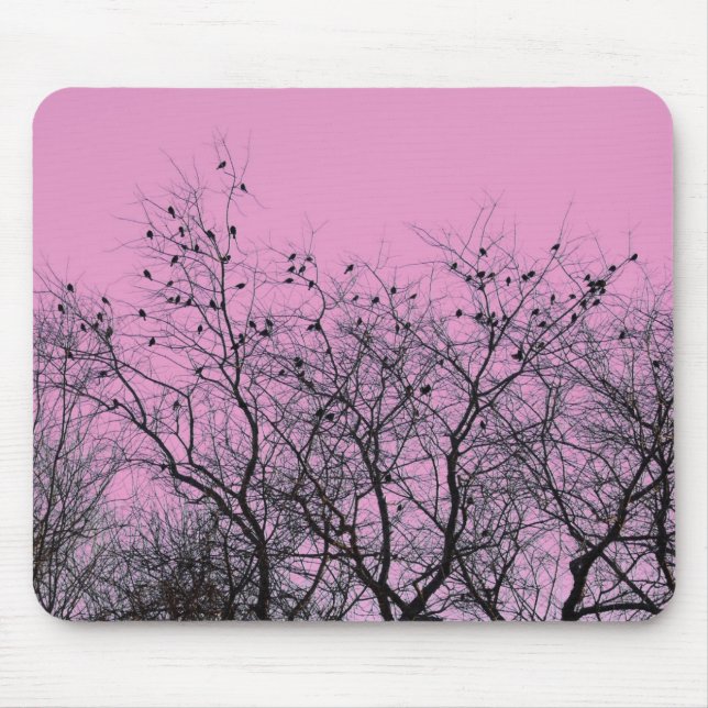 Pink Birds and Trees Mousepad (Front)